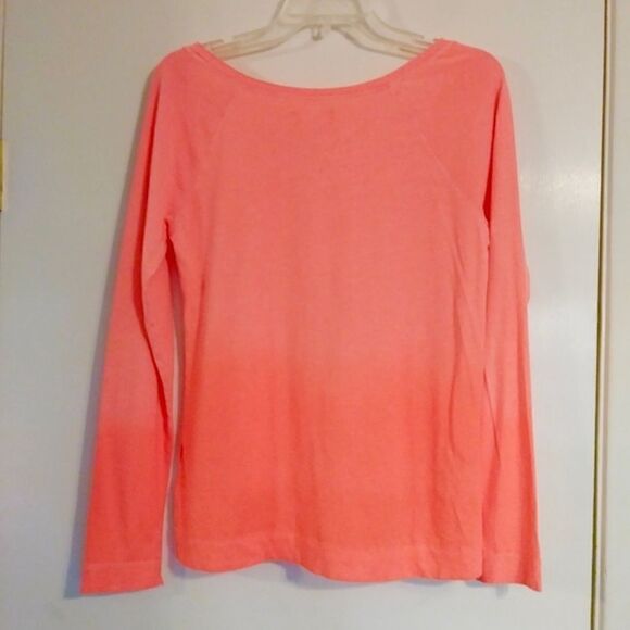 Hollister Neon Orange Ombre Scoop Neck Long Sleeve Shirt - Picture 2 of 4